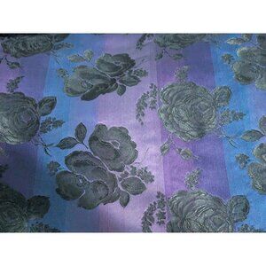 Brocade Fabric Purple & Blue Stripes w/ Black Roses 5 yds 44 in Wide Cosplay